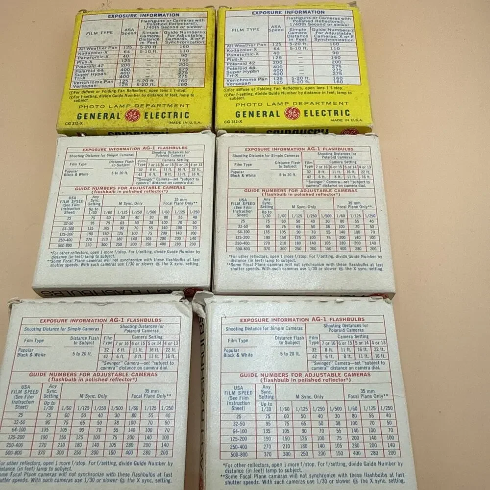 Lot Of 5 Boxes Of GE General Electric 63 Flashbulbs AG-1